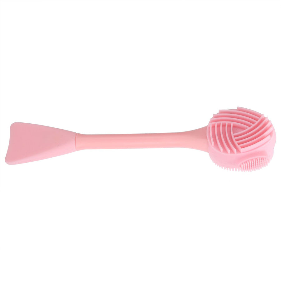 Handheld Silicone Face Cleaning Brush Mask DIY Mixing Stick Makeup Cleansing Brush(Pink Double Head FishtailShape )