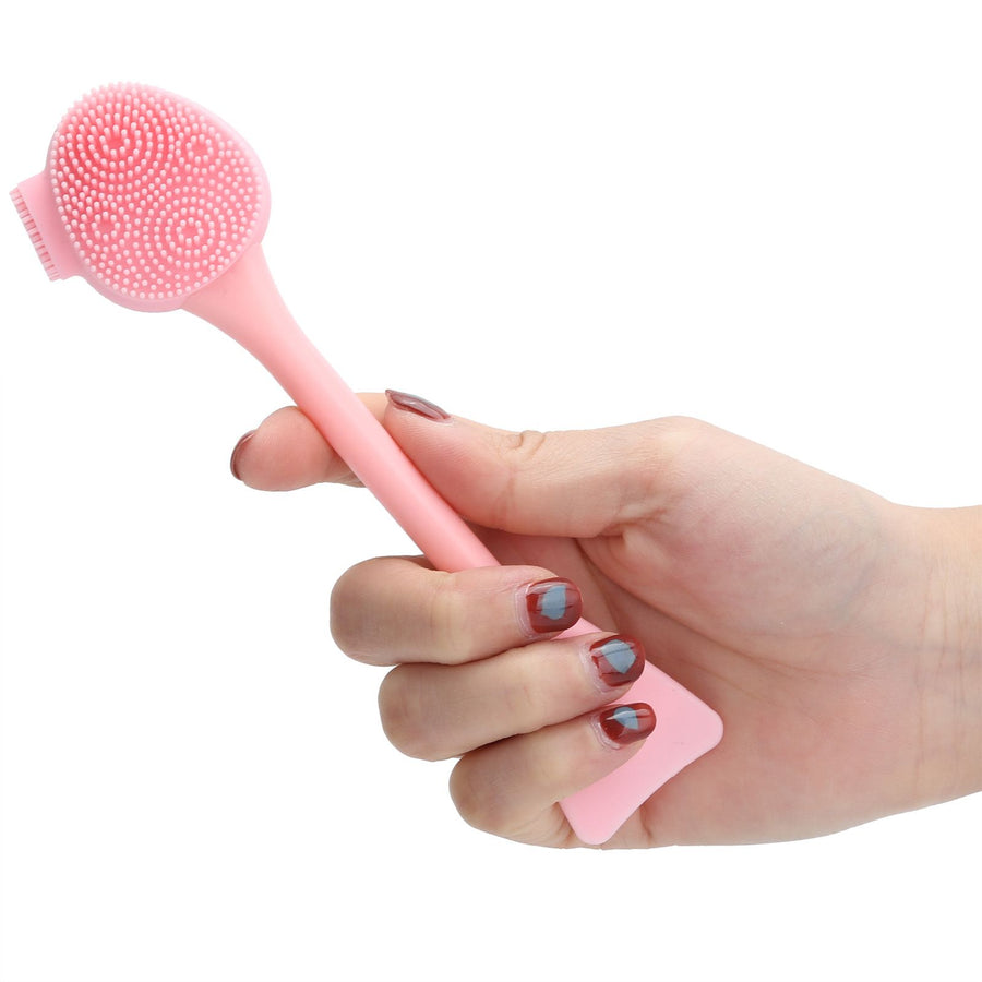 Handheld Silicone Face Cleaning Brush Mask DIY Mixing Stick Makeup Cleansing Brush(Pink Double Head FishtailShape )