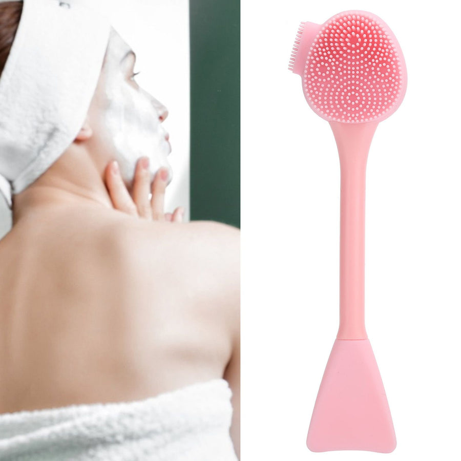 Handheld Silicone Face Cleaning Brush Mask DIY Mixing Stick Makeup Cleansing Brush(Pink Double Head FishtailShape )
