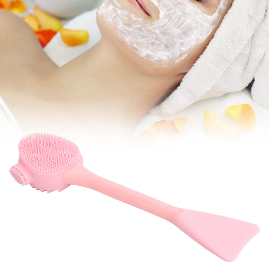 Handheld Silicone Face Cleaning Brush Mask DIY Mixing Stick Makeup Cleansing Brush(Pink Double Head FishtailShape )