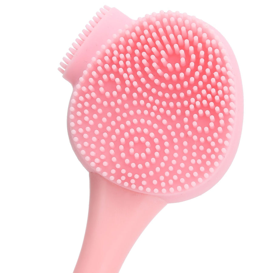Handheld Silicone Face Cleaning Brush Mask DIY Mixing Stick Makeup Cleansing Brush(Pink Double Head FishtailShape )