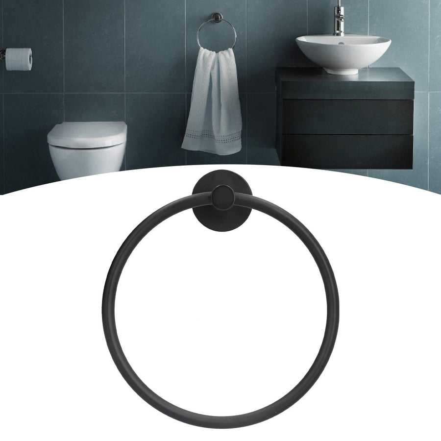 Towel Ring 304 Stainless Steel Wall Mount Matte Black Towel Holder Rack for Bathroom
