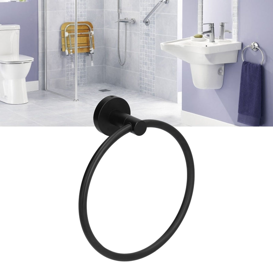 Towel Ring 304 Stainless Steel Wall Mount Matte Black Towel Holder Rack for Bathroom