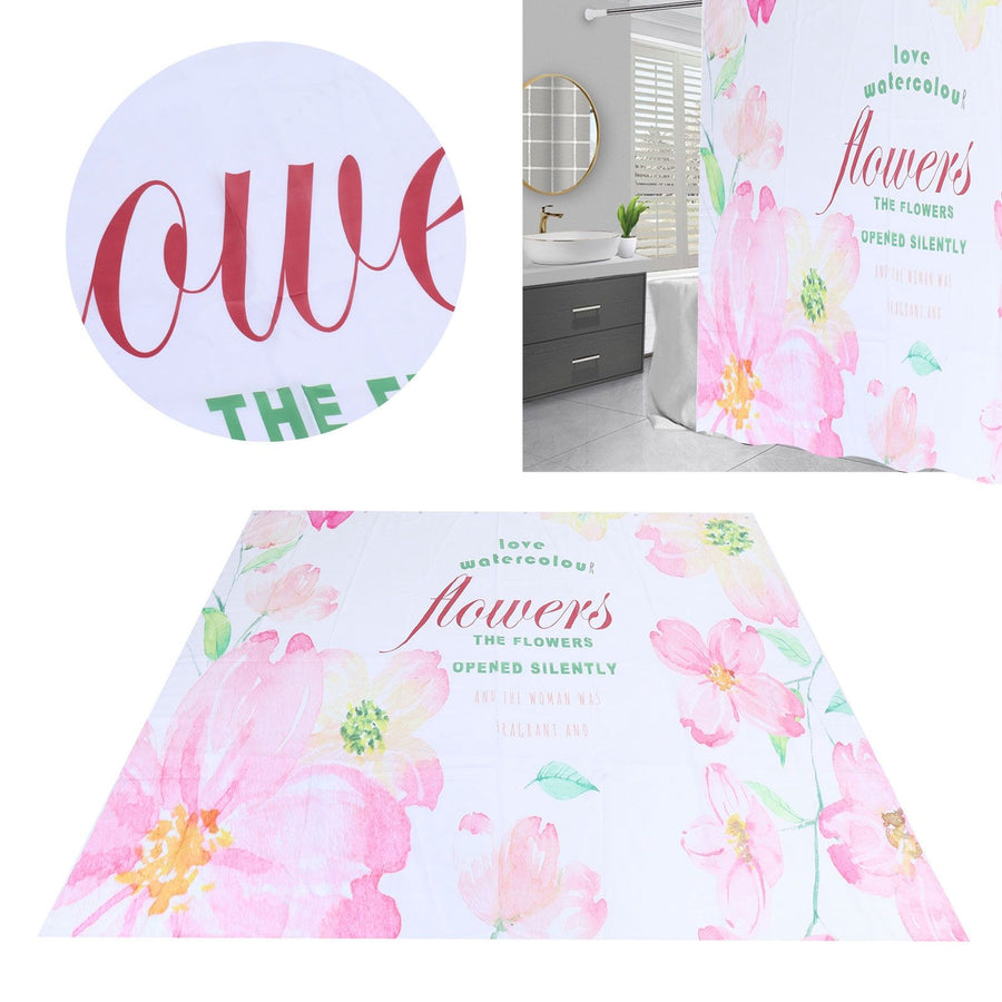 Summer Floral Pattern Shower Curtain with Hook Bathroom Curtain for Home Bathtubs150x180cm