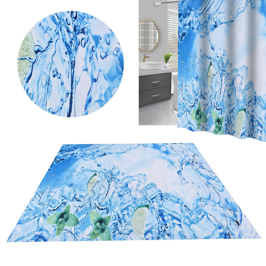 Bathroom Curtain with Hook Waterproof Elastic Hanging Shower Curtain for Home Bathtub150x180cm