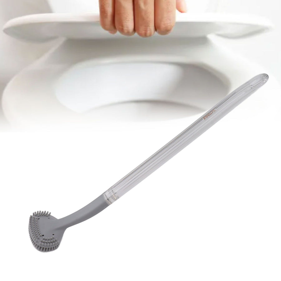 Toilet Brush Soft Bristle Plastic Curved Design Long Handle Bathroom Cleaning Scrubber Tool