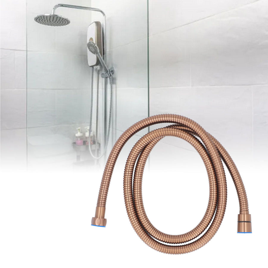Shower Hose Cold Hot Dual Control Stainless Steel Flexible Pipe for Bathroom Water Heater 1.5 Meter Rose Gold