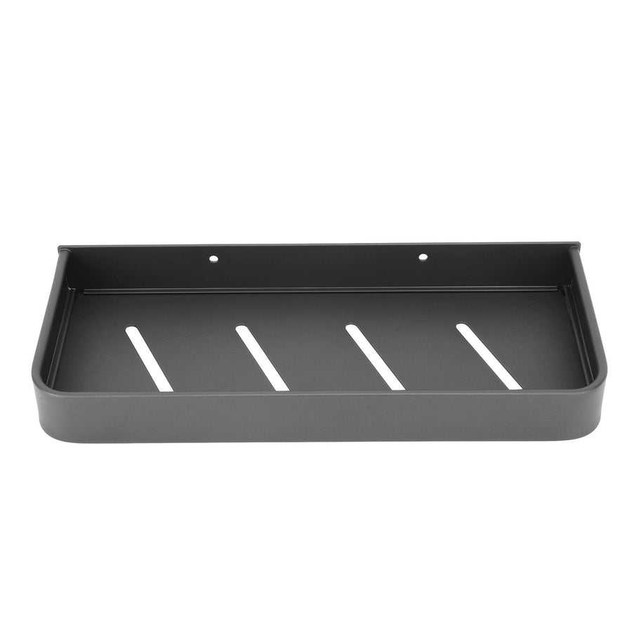 Shower Caddy Space Aluminum Rustproof Smoothing Simple Black Sturdy Bathroom Wall Shelf with 5 Hooks for Kitchen Laundry 11.8in