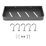 Shower Caddy Space Aluminum Rustproof Smoothing Simple Black Sturdy Bathroom Wall Shelf with 5 Hooks for Kitchen Laundry 11.8in