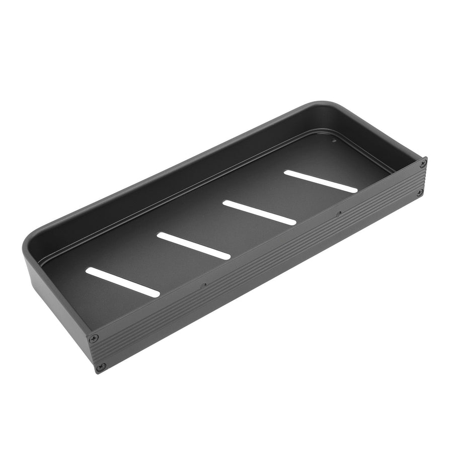 Shower Caddy Space Aluminum Rustproof Smoothing Simple Black Sturdy Bathroom Wall Shelf with 5 Hooks for Kitchen Laundry 11.8in