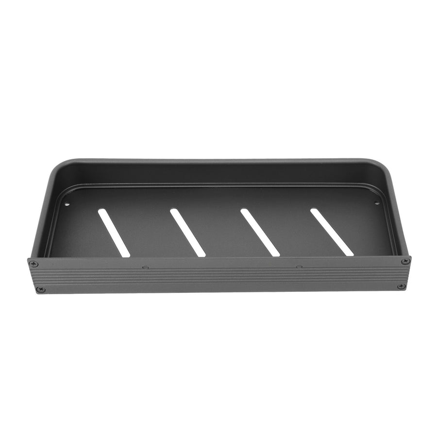 Shower Caddy Space Aluminum Rustproof Smoothing Simple Black Sturdy Bathroom Wall Shelf with 5 Hooks for Kitchen Laundry 11.8in