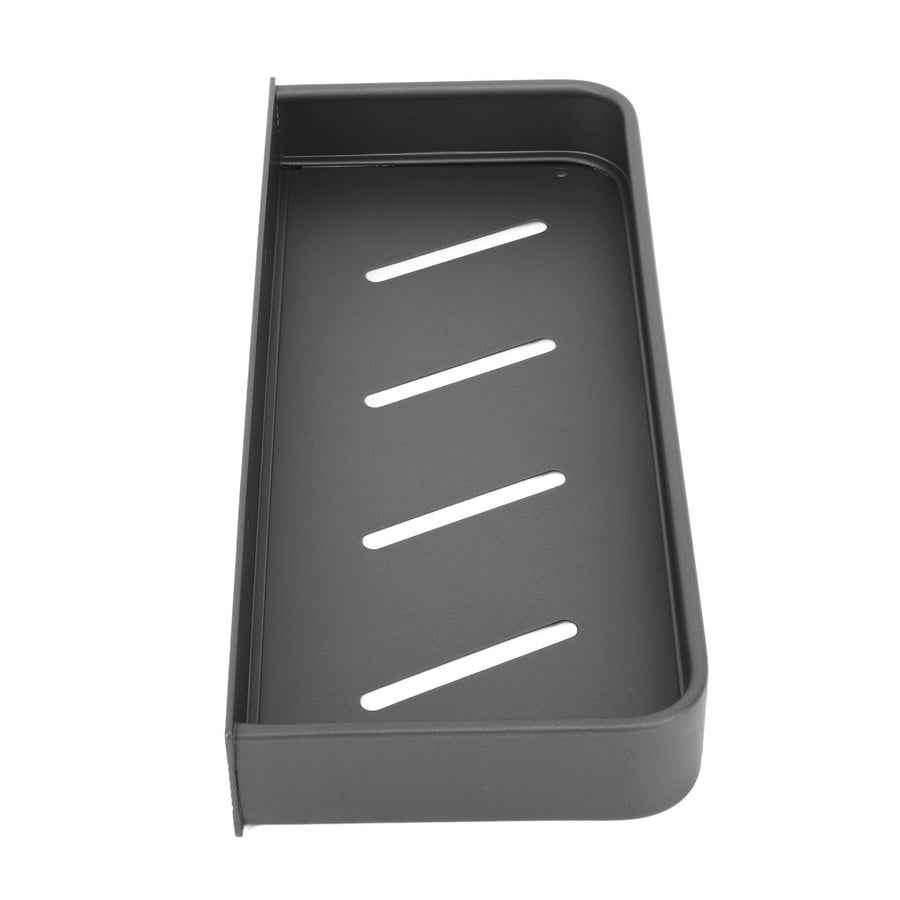 Shower Caddy Space Aluminum Rustproof Smoothing Simple Black Sturdy Bathroom Wall Shelf with 5 Hooks for Kitchen Laundry 11.8in