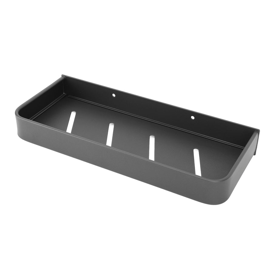 Shower Caddy Space Aluminum Rustproof Smoothing Simple Black Sturdy Bathroom Wall Shelf with 5 Hooks for Kitchen Laundry 11.8in