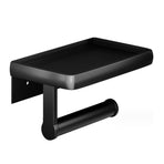 Toilet Paper Holder Shelf Space Saving Multifunction Wall Mounted Self Adhesive Metal Toilet Paper Holder with Phone Shelf