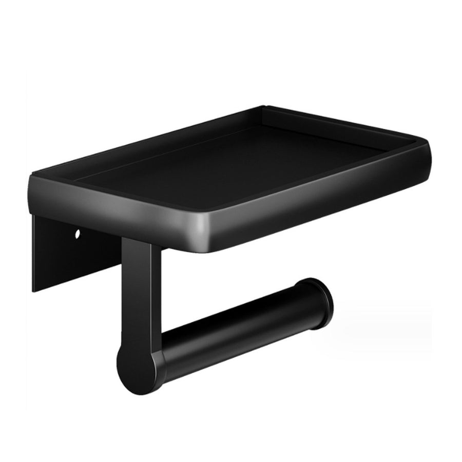 Toilet Paper Holder Shelf Space Saving Multifunction Wall Mounted Self Adhesive Metal Toilet Paper Holder with Phone Shelf