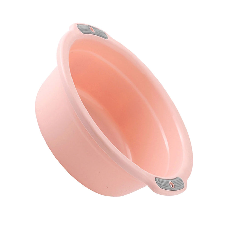 Plastic Washing Basin Multipurpose Light Face Baby Adult Foot Washbasin Tub with Double Handles for Home Bathroom Small‑Peach Pink
