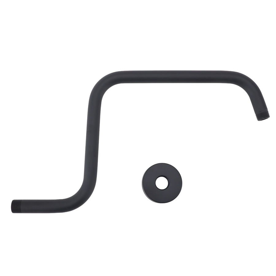 Shower Arm Stainless Steel Shower Arm with Flange S Shape Shower Head Riser Pipe In Wall Installation Shower Head Extension Arm for Bathroom Black