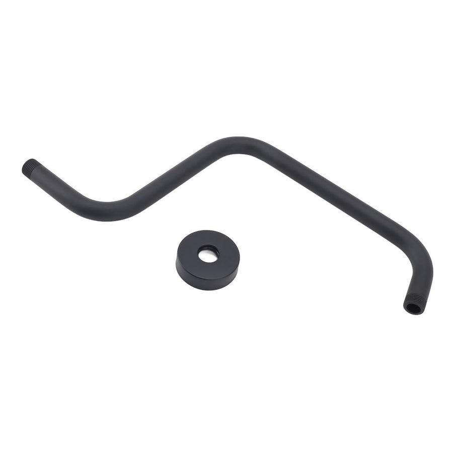 Shower Arm Stainless Steel Shower Arm with Flange S Shape Shower Head Riser Pipe In Wall Installation Shower Head Extension Arm for Bathroom Black