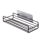 Simple Shower Shelf Wall Mounted Punch Free Toilet Hanging Basket Washstand Iron Shelf for Bathroom Black