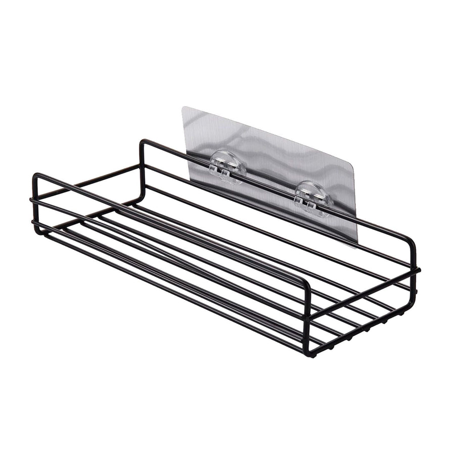 Simple Shower Shelf Wall Mounted Punch Free Toilet Hanging Basket Washstand Iron Shelf for Bathroom Black