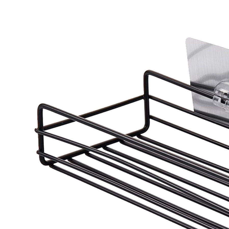 Simple Shower Shelf Wall Mounted Punch Free Toilet Hanging Basket Washstand Iron Shelf for Bathroom Black