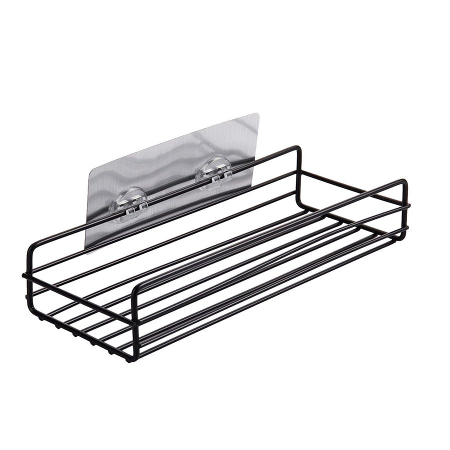 Simple Shower Shelf Wall Mounted Punch Free Toilet Hanging Basket Washstand Iron Shelf for Bathroom Black