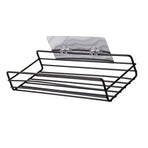 Simple Shower Shelf Wall Mounted Punch Free Toilet Hanging Basket Washstand Iron Shelf for Bathroom Black