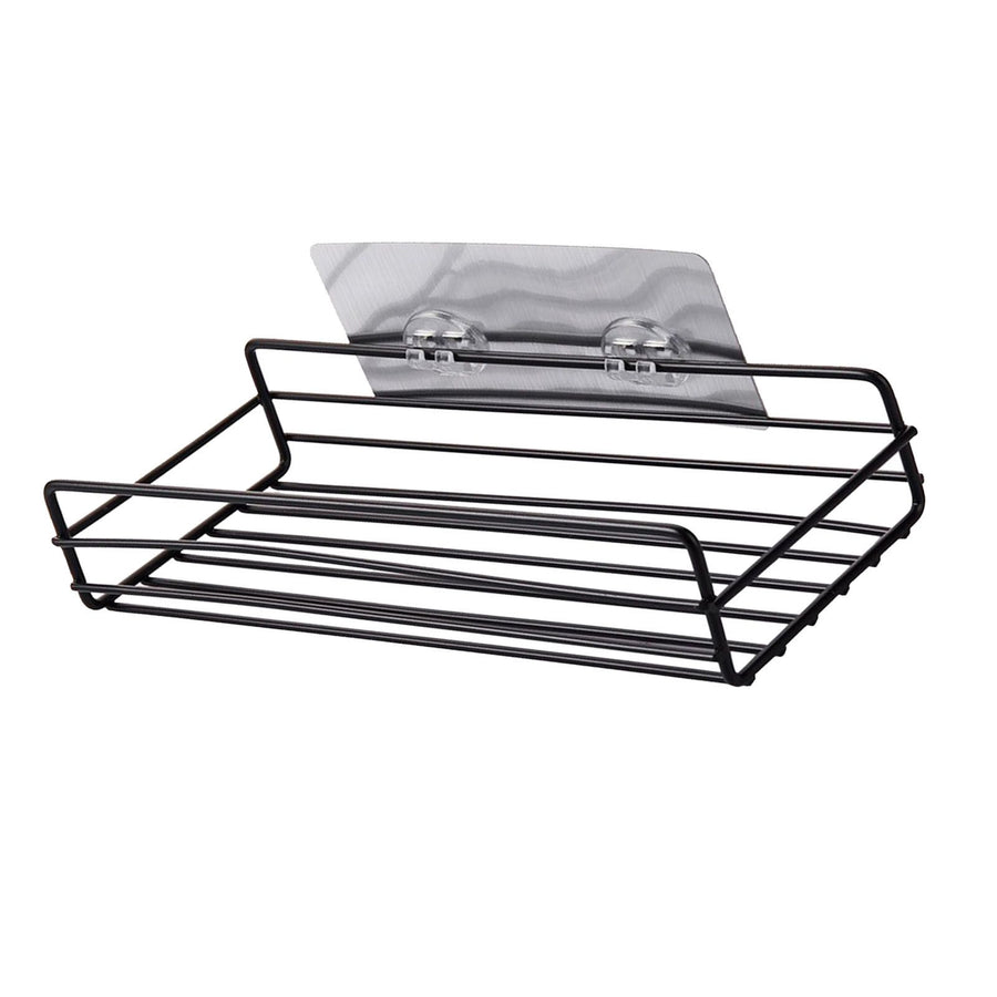 Simple Shower Shelf Wall Mounted Punch Free Toilet Hanging Basket Washstand Iron Shelf for Bathroom Black