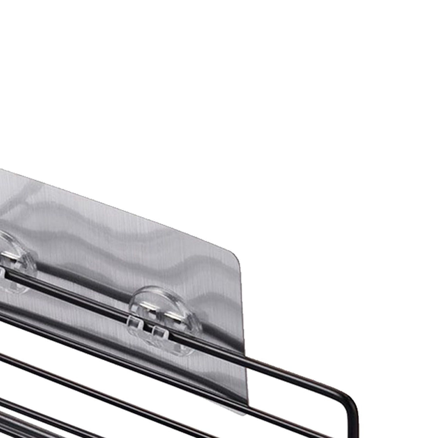 Simple Shower Shelf Wall Mounted Punch Free Toilet Hanging Basket Washstand Iron Shelf for Bathroom Black