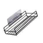 Simple Shower Shelf Wall Mounted Punch Free Toilet Hanging Basket Washstand Iron Shelf for Bathroom Black