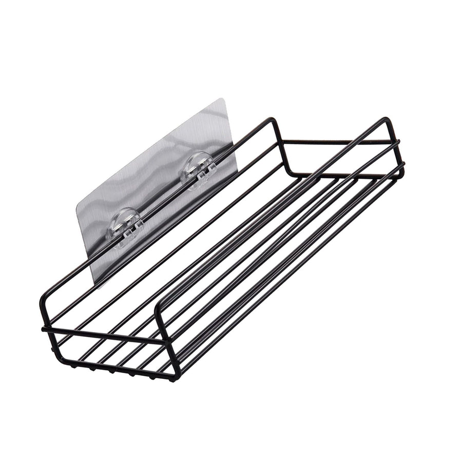 Simple Shower Shelf Wall Mounted Punch Free Toilet Hanging Basket Washstand Iron Shelf for Bathroom Black