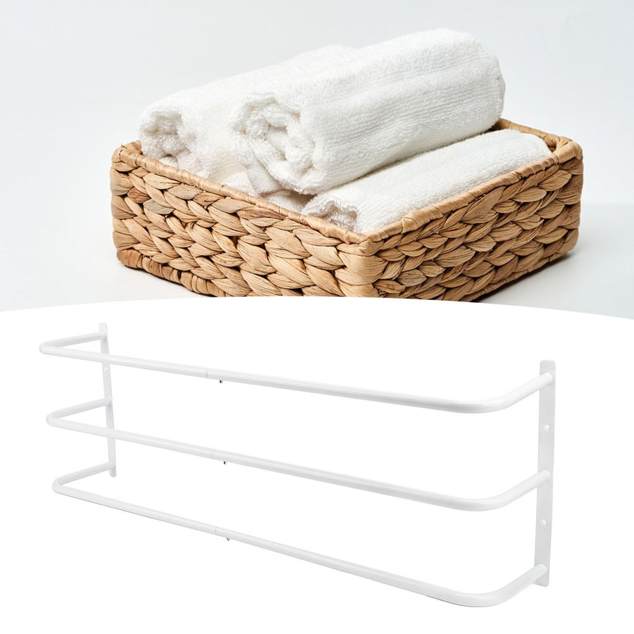 Rolled Towels Rack Three Tubes Iron Wall Mounted Bath Towel Holder Vertical Towel Rack for Bathroom White