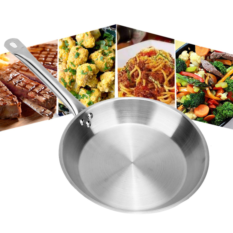26 x 5cm Fry Pan Stainless Steel Steak Pot Composite Bottom Stew Meat Fried Eggs Cooking Tools