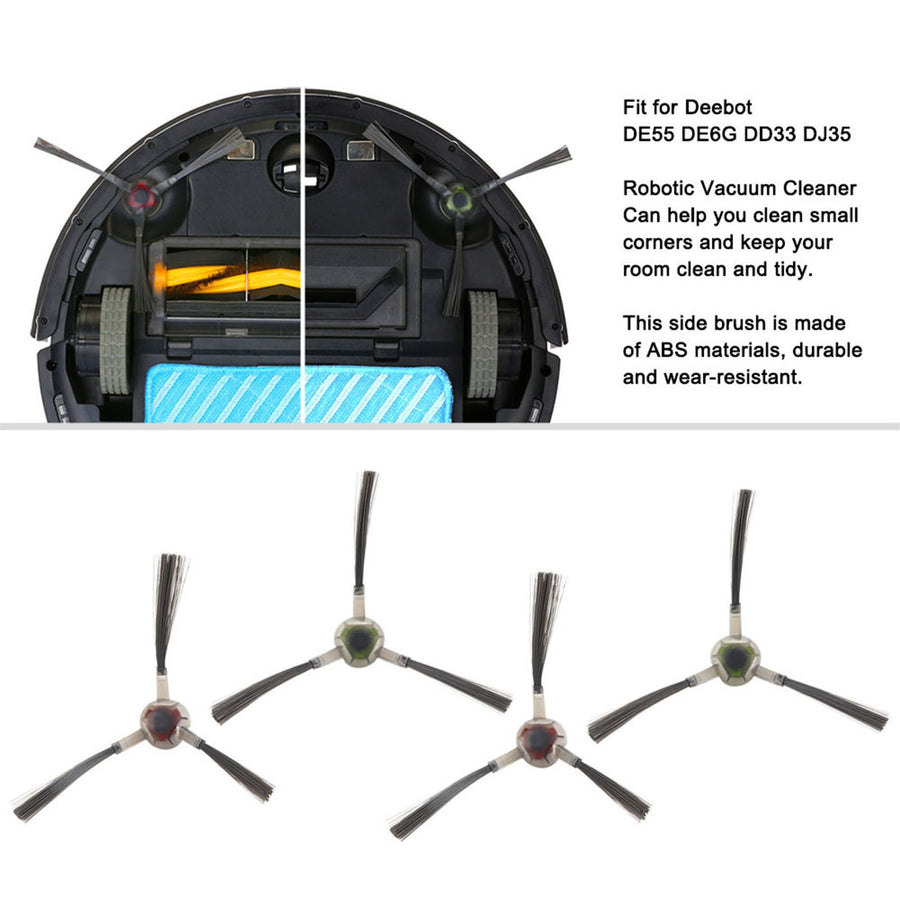 4PCS Side Brushes Replacement Fit for Deebot DE55 DE6G DD33 DJ35 Robotic Vacuum Cleaner