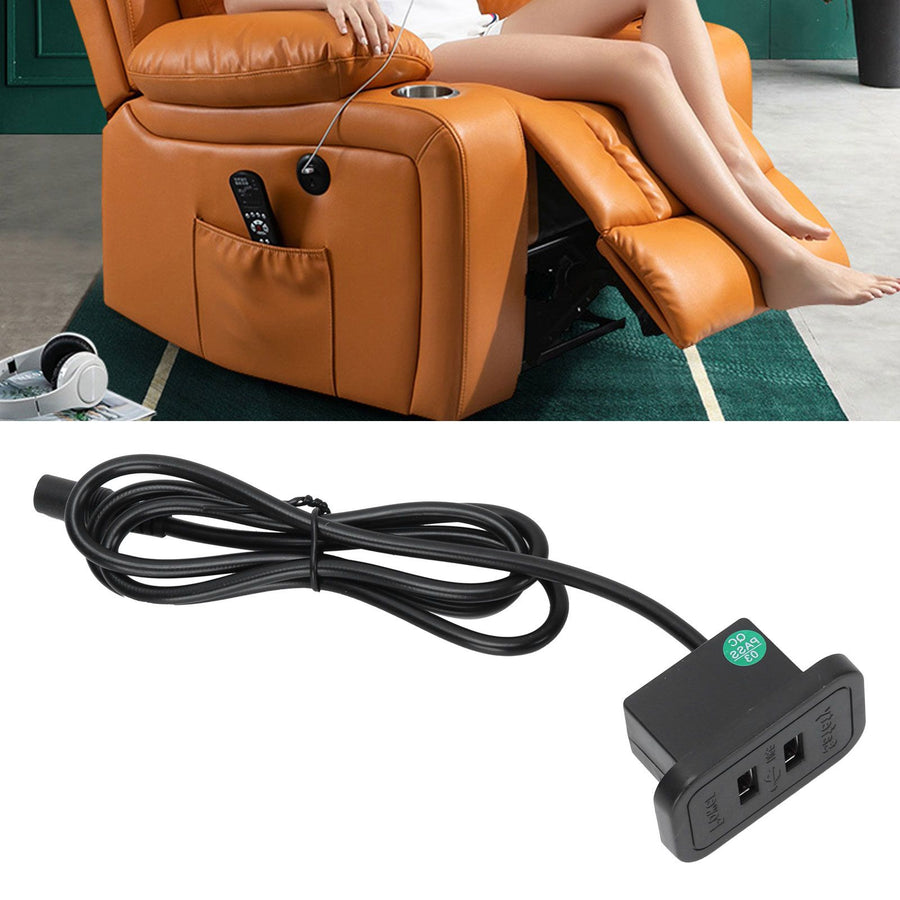 Recliner Chair Charger with Dual USB Port 5V 2A for Desktop Sofa Bedside FurnitureBlack US 100‑240V