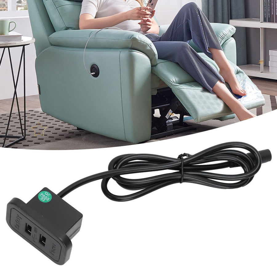 Recliner Chair Charger with Dual USB Port 5V 2A for Desktop Sofa Bedside FurnitureBlack US 100‑240V