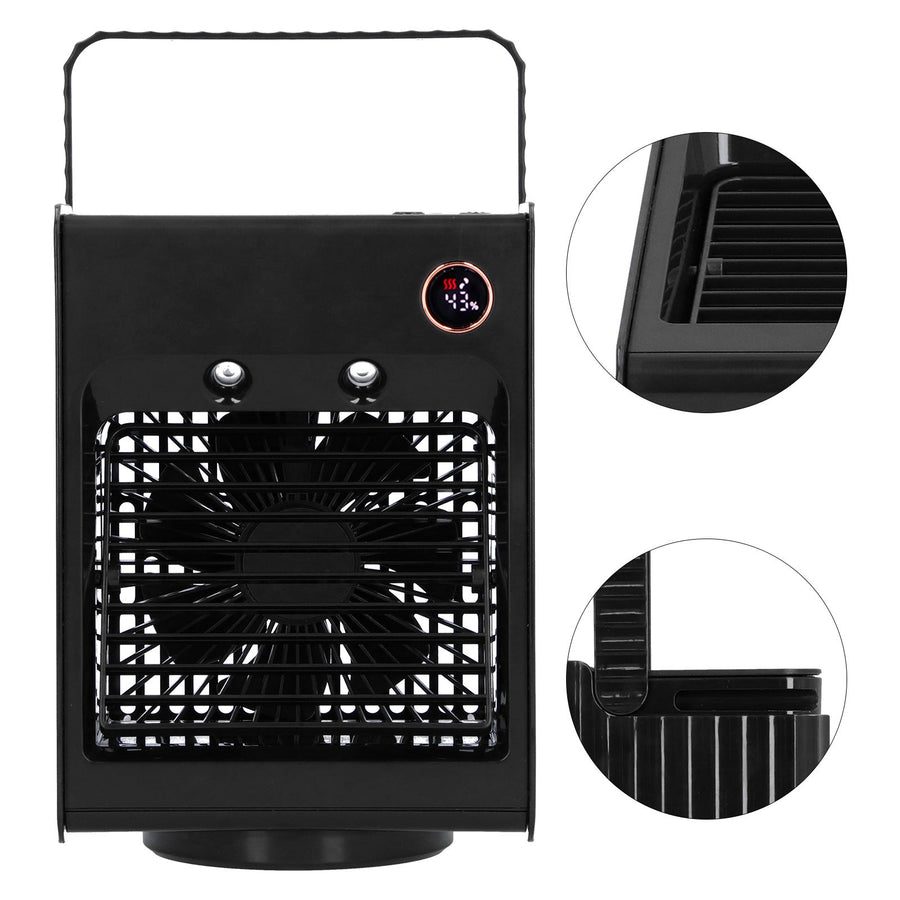 2 in 1 Oscillating Spray Humidification Fan with Light USB Charging Desktop Air Cooler Fan for HomeBlack