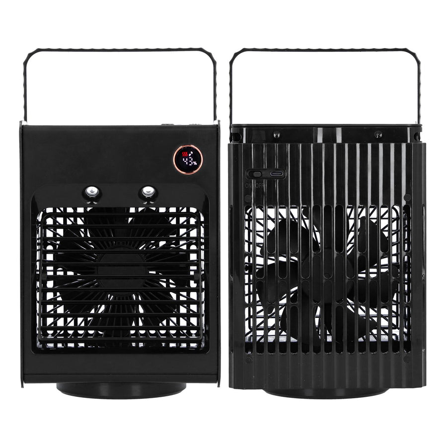 2 in 1 Oscillating Spray Humidification Fan with Light USB Charging Desktop Air Cooler Fan for HomeBlack