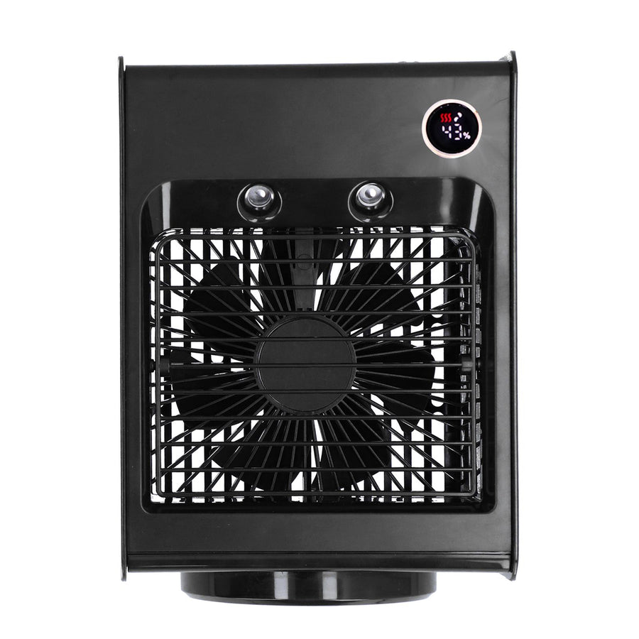 2 in 1 Oscillating Spray Humidification Fan with Light USB Charging Desktop Air Cooler Fan for HomeBlack