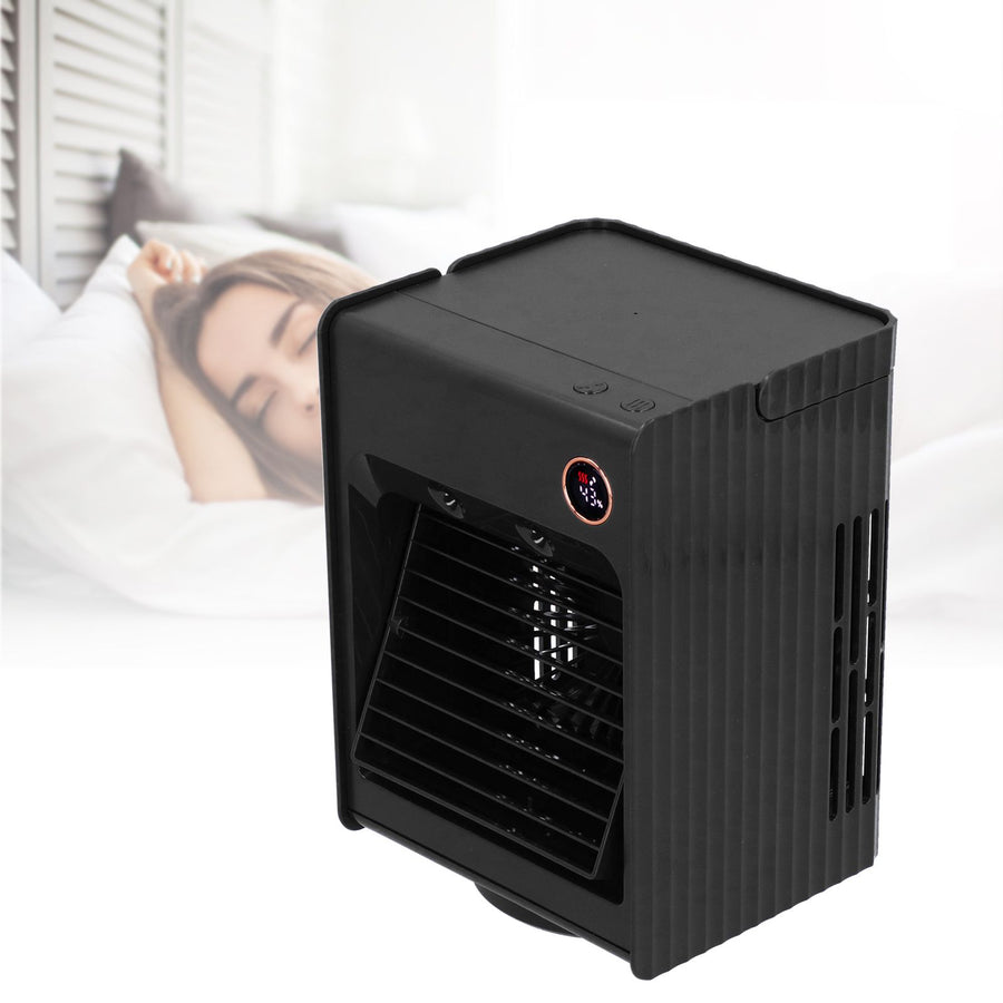 2 in 1 Oscillating Spray Humidification Fan with Light USB Charging Desktop Air Cooler Fan for HomeBlack