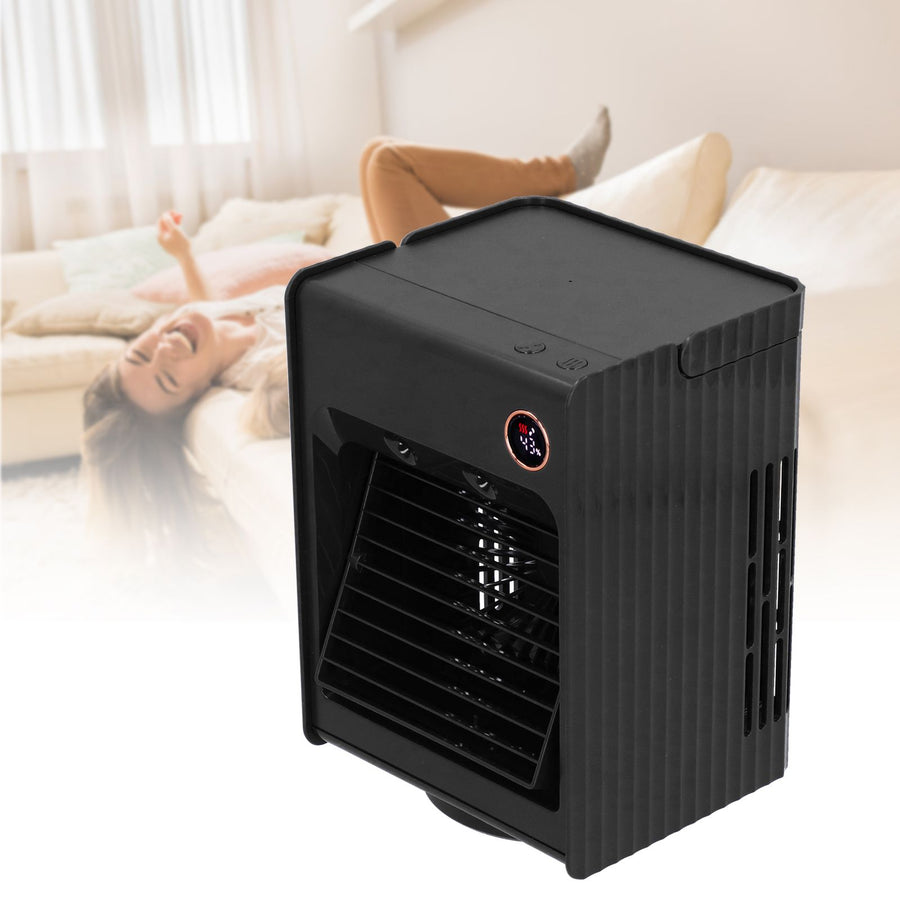 2 in 1 Oscillating Spray Humidification Fan with Light USB Charging Desktop Air Cooler Fan for HomeBlack
