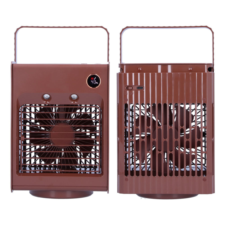 2 in 1 Oscillating Spray Humidification Fan with Light USB Charging Desktop Air Cooler Fan for Home(Café )