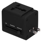 Worldwide Travel Adapter Intelligent Power Converter Plug CN USB Port Black