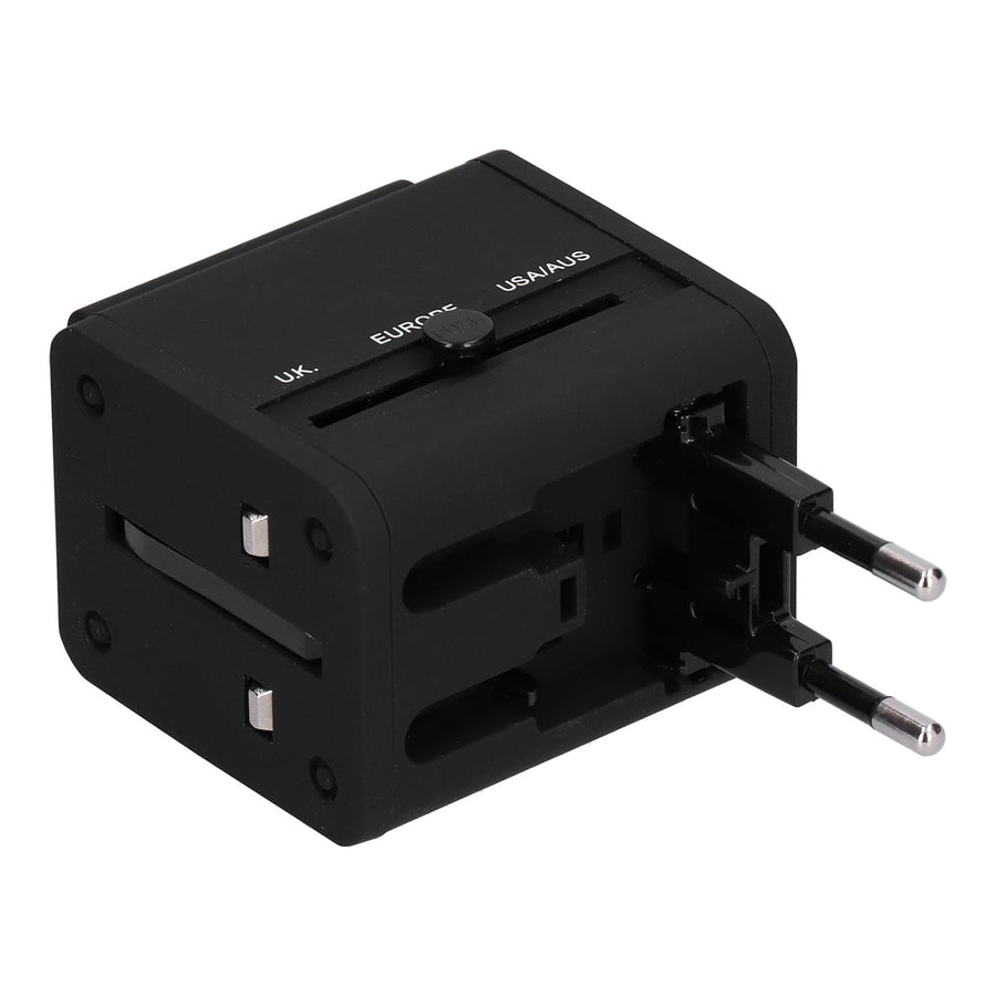 Worldwide Travel Adapter Intelligent Power Converter Plug CN USB Port Black