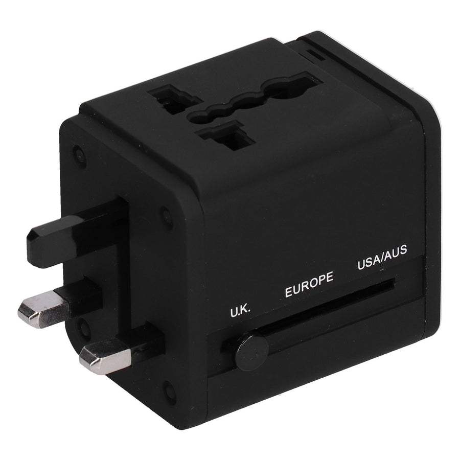 Worldwide Travel Adapter Intelligent Power Converter Plug CN USB Port Black