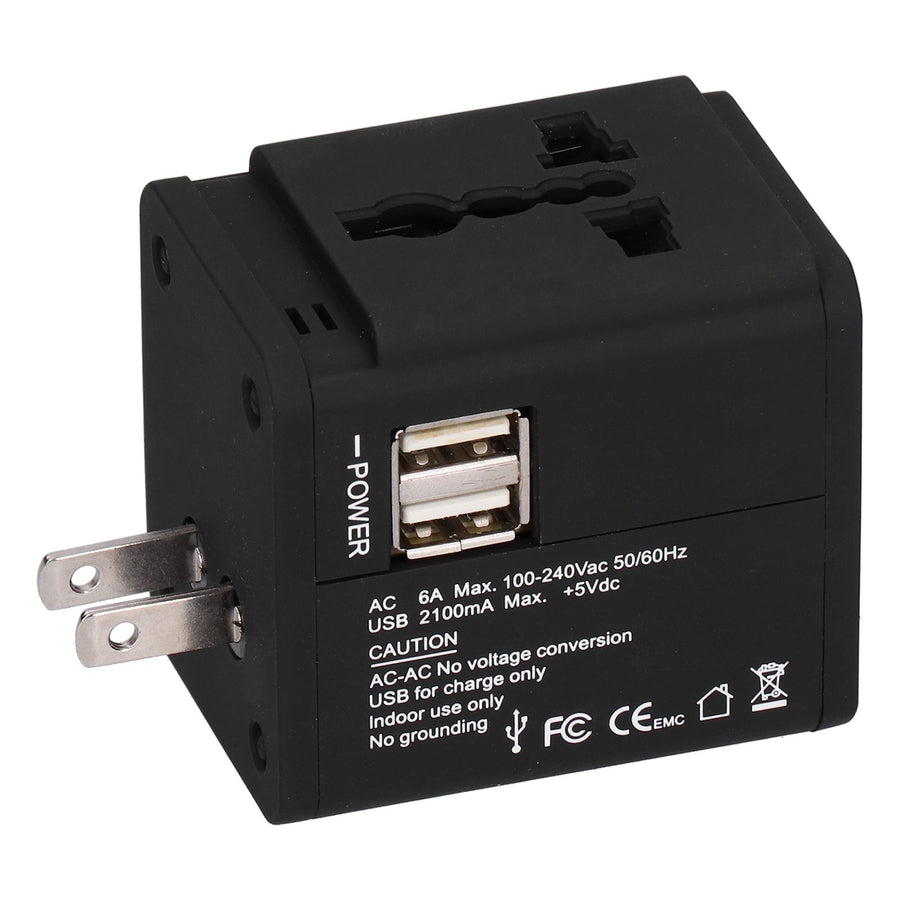 Worldwide Travel Adapter Intelligent Power Converter Plug CN USB Port Black