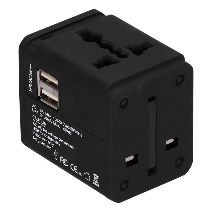 Worldwide Travel Adapter Intelligent Power Converter Plug CN USB Port Black