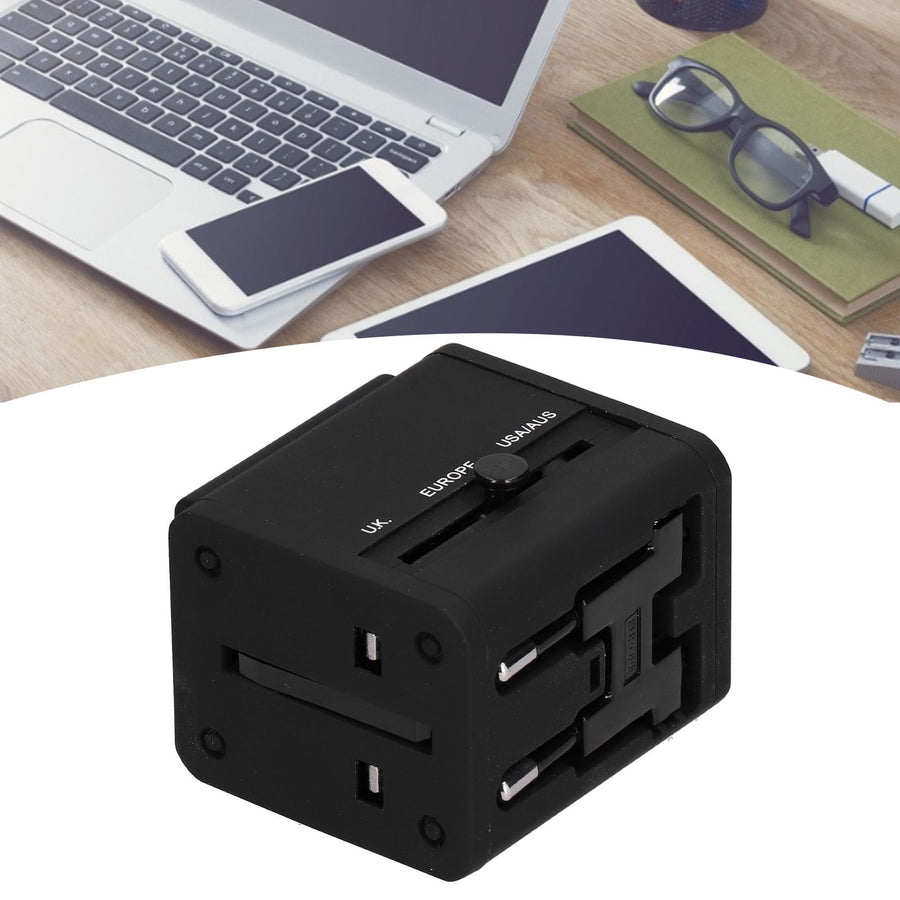 Worldwide Travel Adapter Intelligent Power Converter Plug CN USB Port Black