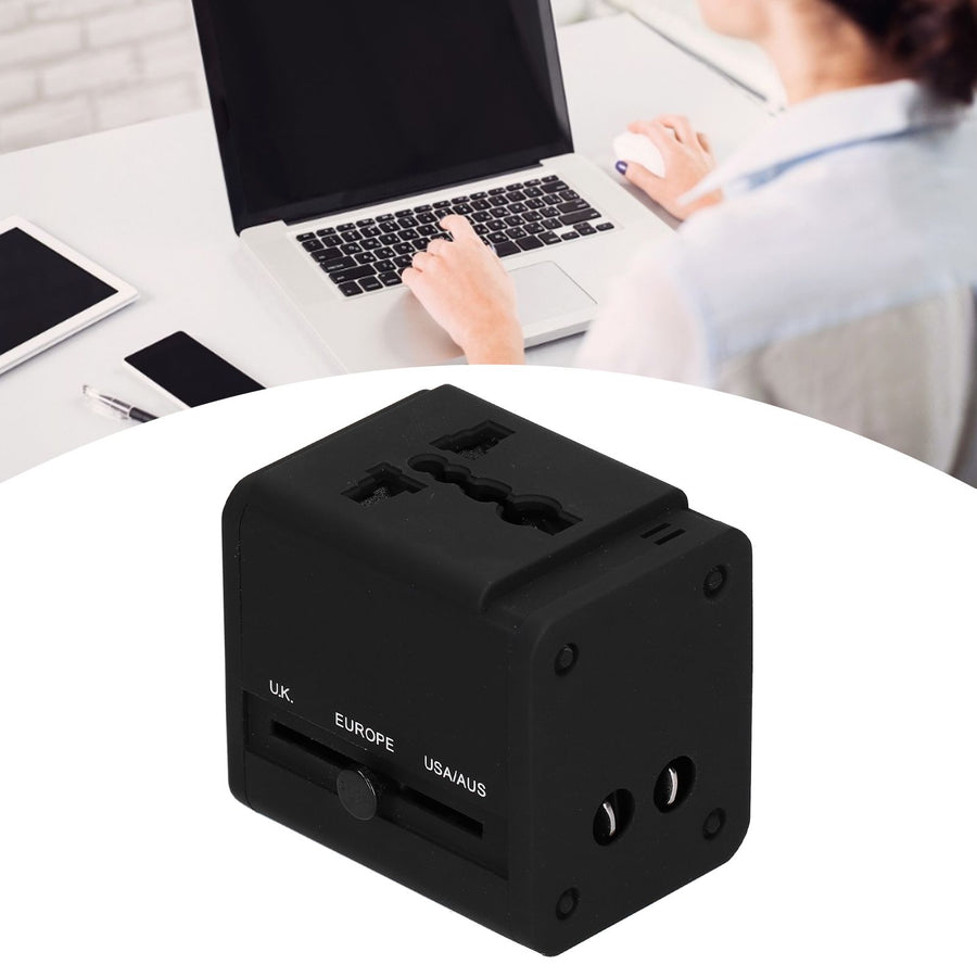 Worldwide Travel Adapter Intelligent Power Converter Plug CN USB Port Black