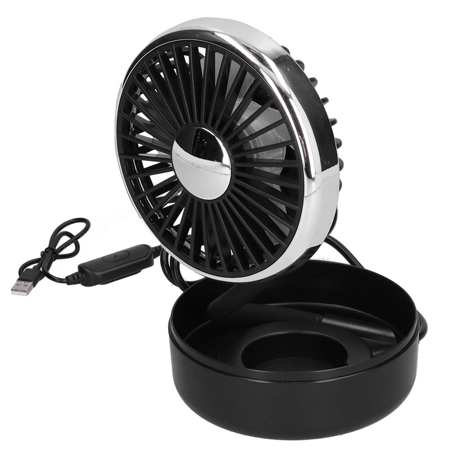 Car Fan 360° Rotatable Singlehead Electric Fan Three Speed Electric Fan with USB Powered Black Silver
